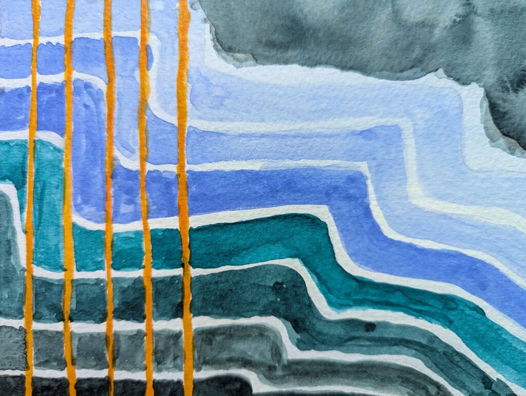 watercolor abstract - waves and stripes